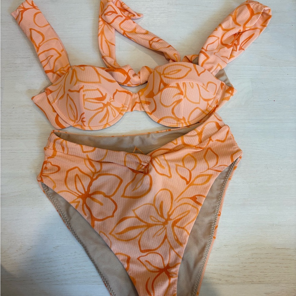 Tularosa Vibrant Orange Floral Bikini